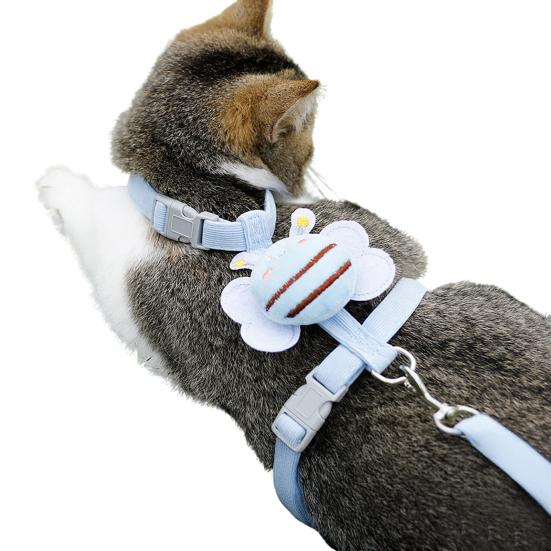 Kleine Biene Katzengeschirr Verstellbares Kätzchengeschirr mit Leine Süßes Bienen-Katzengeschirr für Kätzchen Erwachsene Katzen Sichere Spaziergänge im Freien