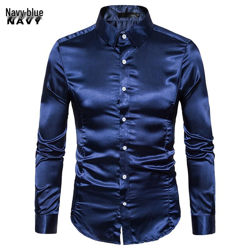 Men's 2023 Autumn Long Sleeve Shiny Casual Fashion Shirt - European Size