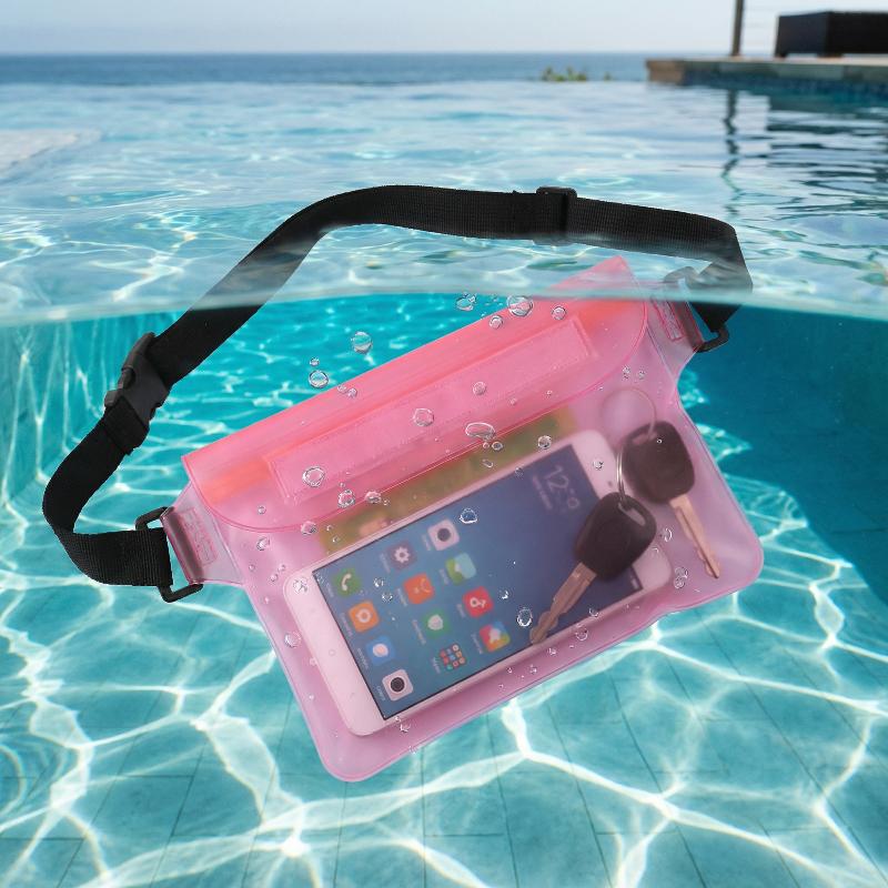 Waterproof Bag Hold ID's Credit Cards Keys Cell Phone Underwater Pouch Waist Pack Fanny Swimming Beach Dry Pouch Case