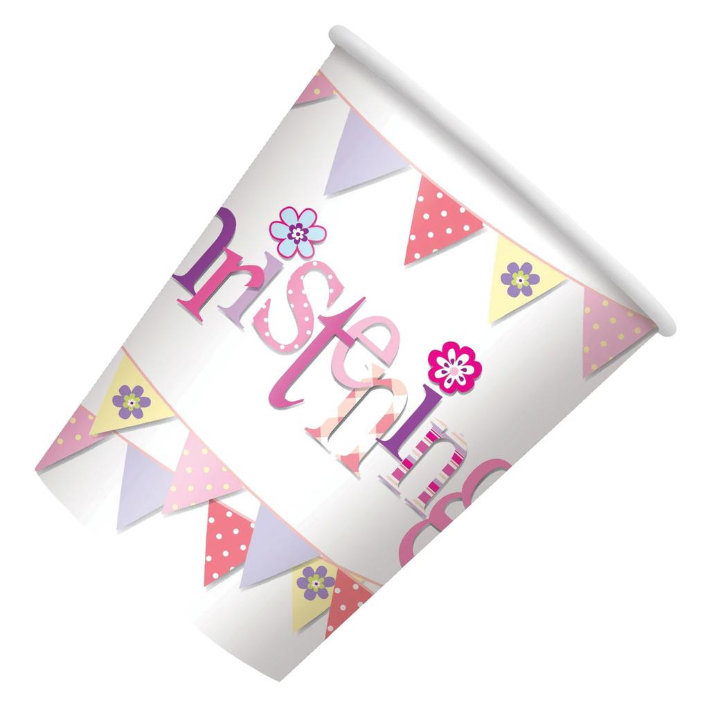 Unique Party Paper Bunting Christening 270ml Disposable Cup