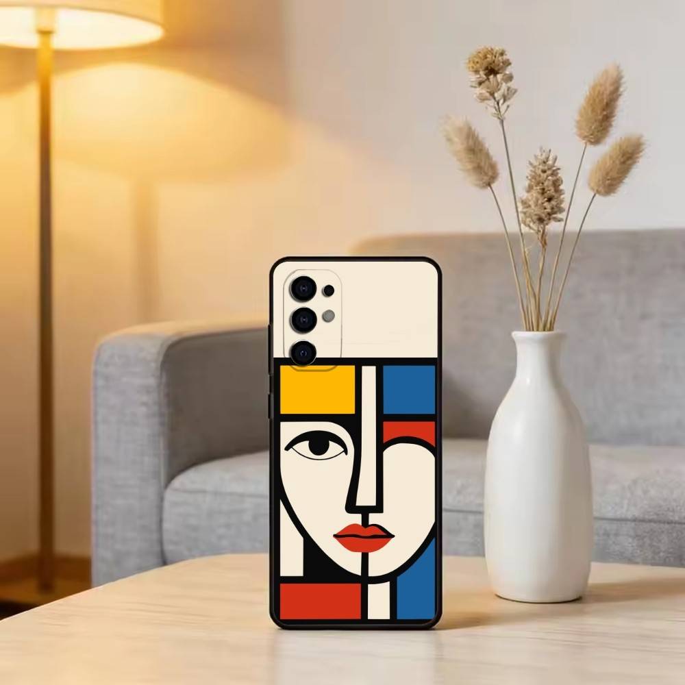 Minimal Bauhaus Pattern Phone Case For Samsung S25,S24,S21,S22,S23,S30,Ultra,S20,Plus,Fe,Lite,Note,10,Black Cover