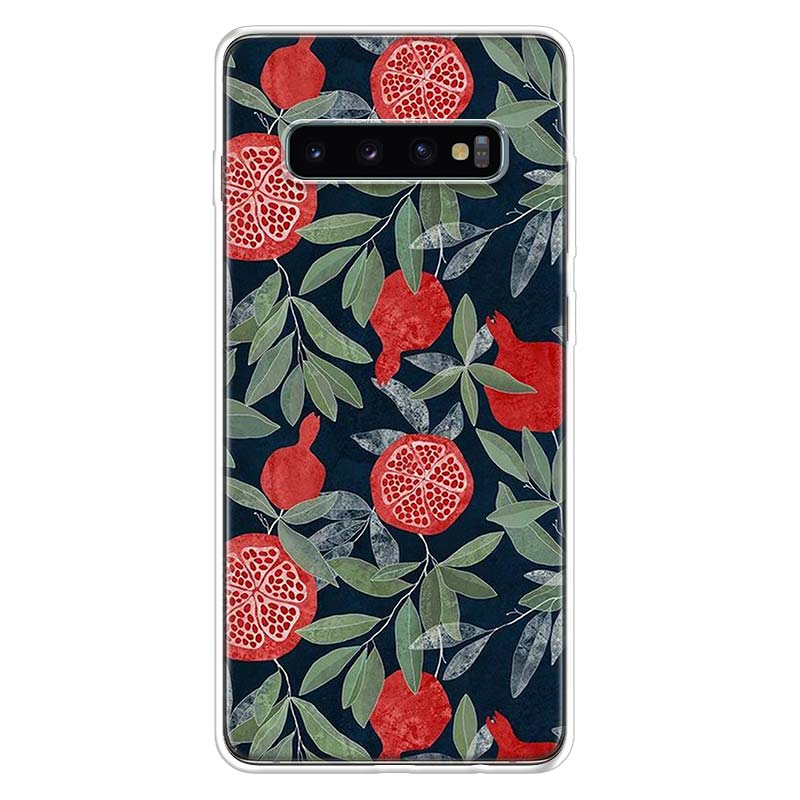 Food fruit red pomegranate and Cherry Phone Case For Samsung Galaxy S26 S25 Edge S24 S23 Ultra S22 Plus S21 S20 FE Soft TPU Back