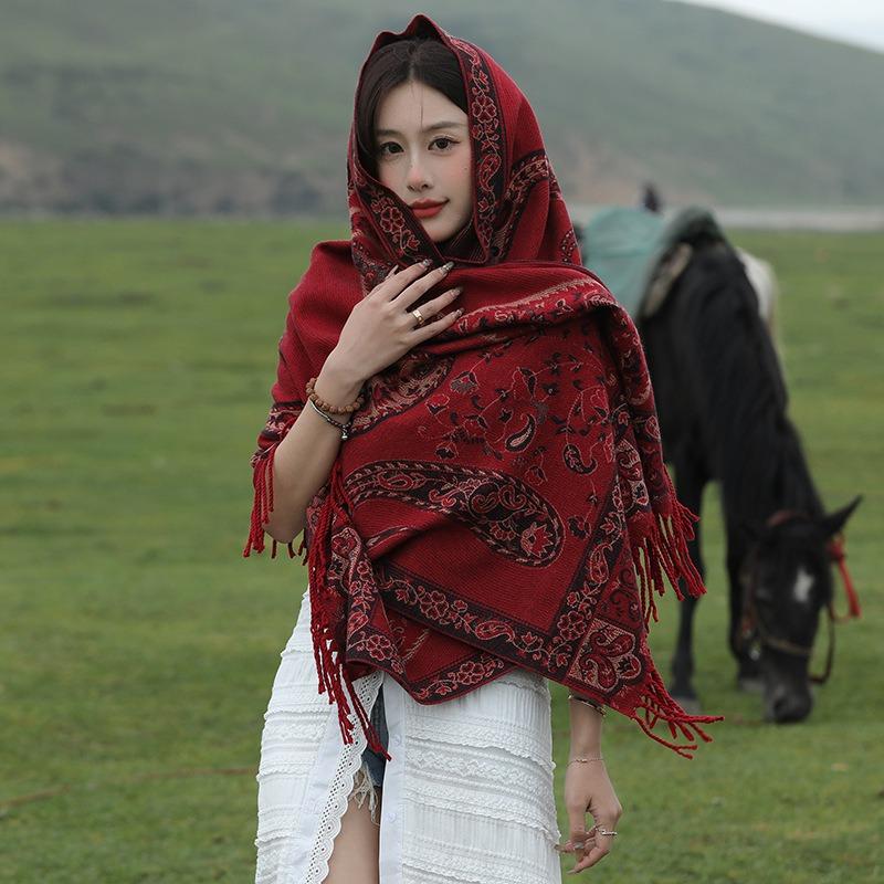 Vintage Ethnic Style Fashion Comfortable Breathable Large Scarf For Women Outdoor Travel