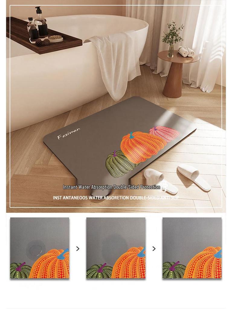 Minimalist Quick-Dry Absorbent Diatomaceous Earth Bathroom Floor Mat - Non-Slip, Wear-Resistant Foot Pad for Toilet Entrance