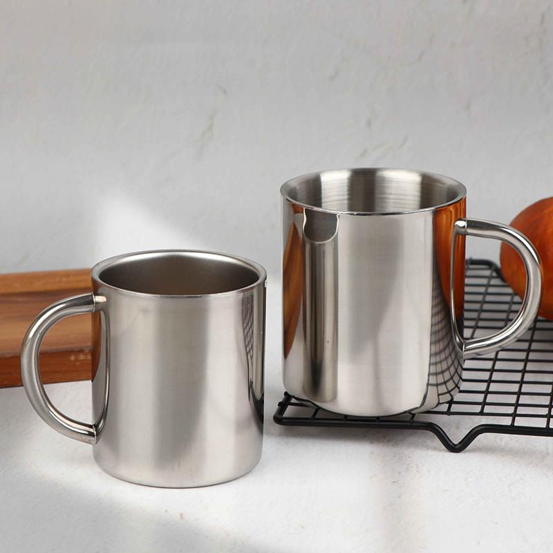 Double Wall 304 Stainless Steel Coffee Mug Without Lid Portable Cup Travel Tumbler Jug Children'S Milk Tea Cups Office Water Mug