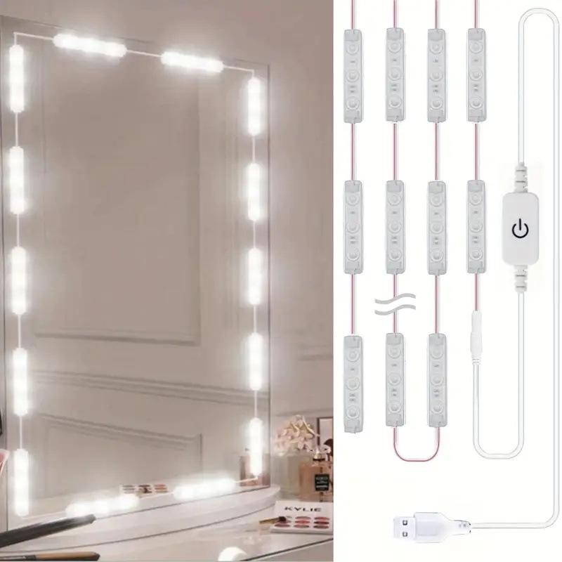 USB 5V LED Vanity Mirror Light - Waterproof, Self-Adhesive, Punch-Free Makeup Light for Bathroom