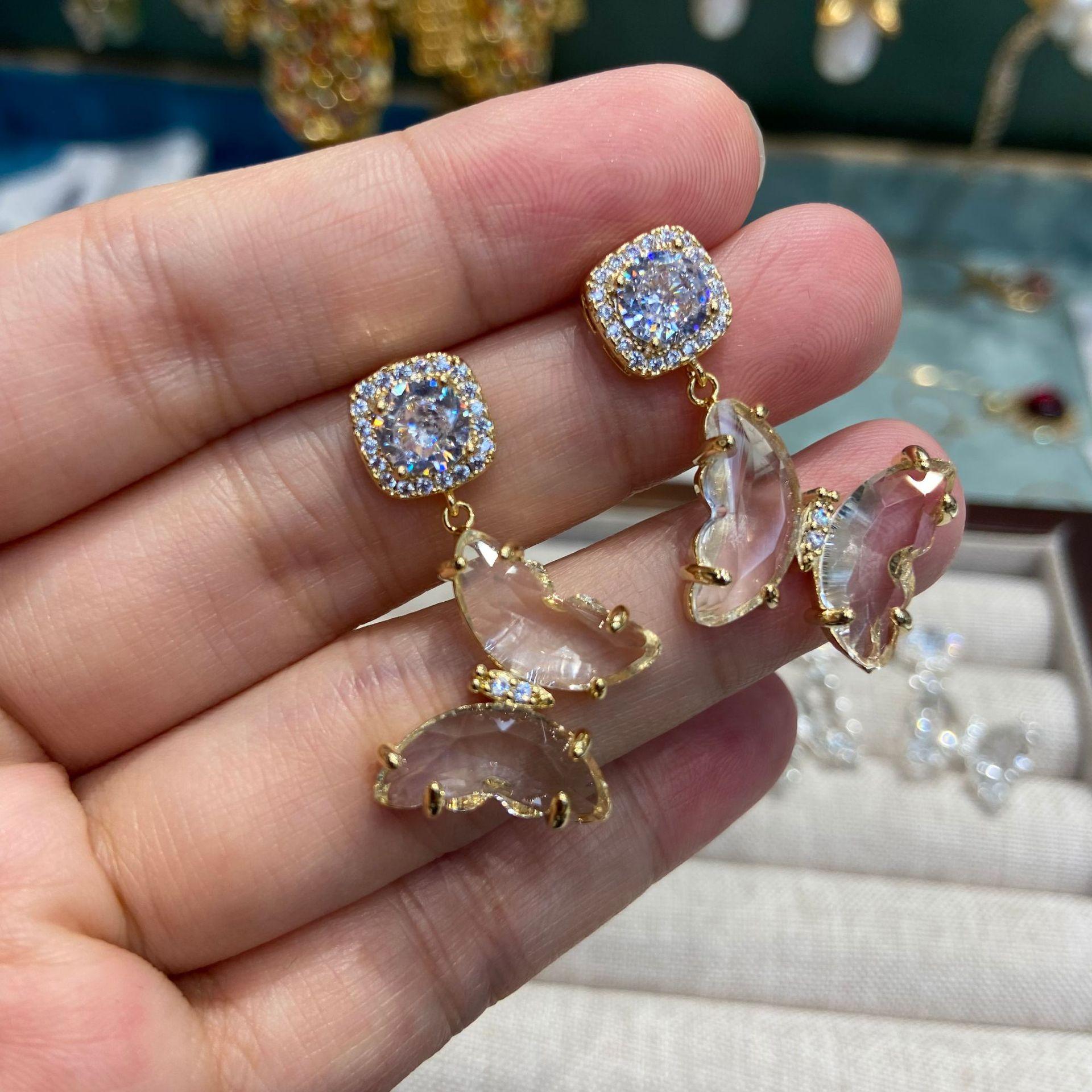 Needle-Set Diamond Pendant Earrings, Exquisite Super Fairy Super Fairy Butterfly Earrings Earrings