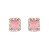Estele – Designer-Ohrstecker mit rosévergoldeten, mintrosa Steinen, quadratisch, für Damen