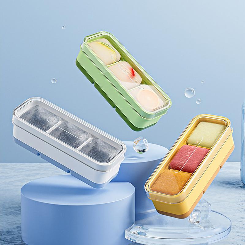 Small Ice Cube Tray Household Ice Box With Lid Soft Bottom Ice Cube Square Mold Bar Pub Whiskey Ice Maker Kitchen Accessories
