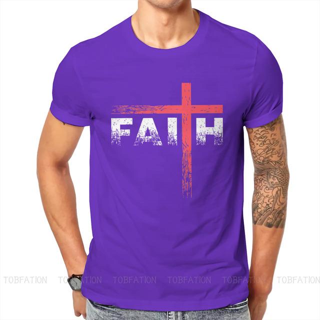 Christian Faith Cross Essential Tričko Vintage Graphic Pánské oblečení Topy Bavlněné tričko s výstřihem