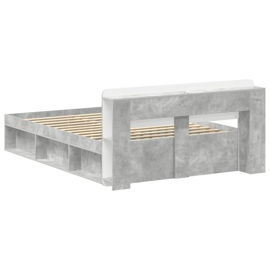 Bed Frame with Storage Space Concrete Grey 140 x 200 cm Engineered Wood