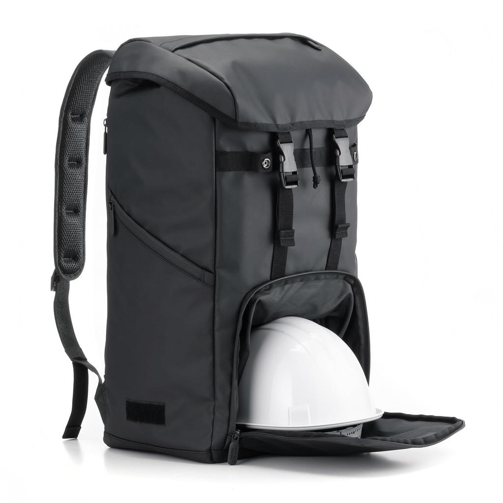 Sanwa Supply BAG-GEN1BK, 34L Construction Backpack with Water-Resistant and Waterproof Zippers, Removable Reflective Tape, Fits 17.3-inch PCs, and