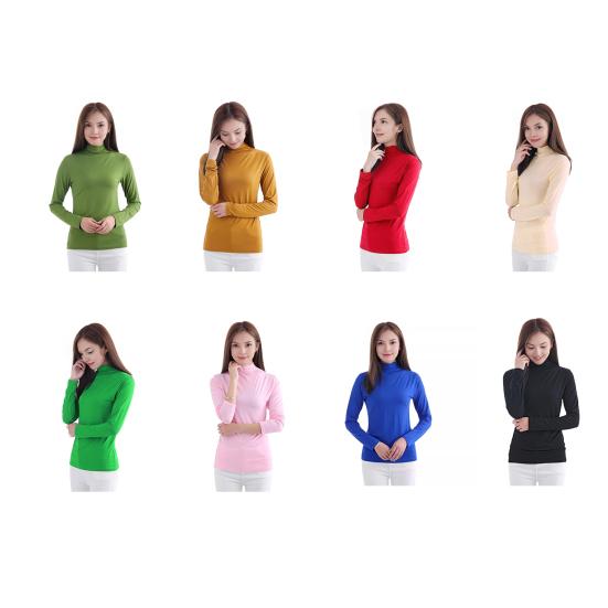 Women Tops Modal Long Sleeve Turtle Neck Solid Color Base Shirt Figure-flattering Women Shirt Daily Wear
