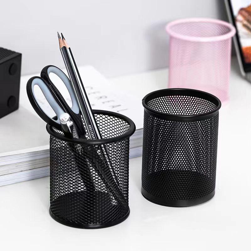 Multifunction Round/Square Mesh Pen Pot Multicolor Pen Holder Desk Tidy Stationery Organiser Pencil Storage Stationery Organiser