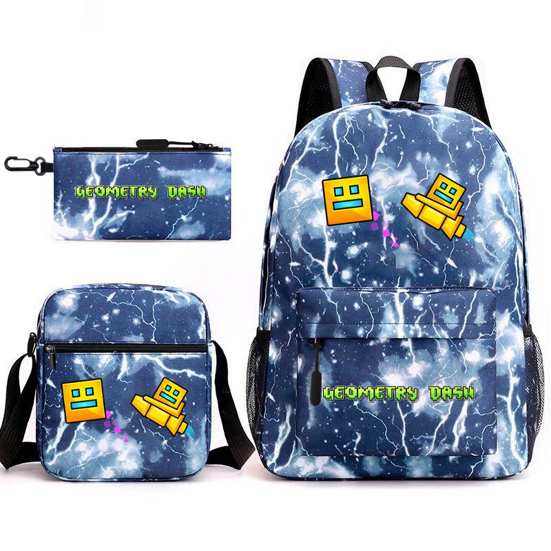 Geometry Sprint Game Backpack Geometry Dash Heat Transfer Backpack Elementary School Bag Leisure Bag