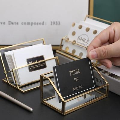 Metal Glass Business Card Holder Stand Durable Elegant Office Name Card Display Stand Professional