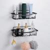 2Pcs/Set 6-Hook Punch-Free Carbon Steel Storage Basket Bathroom Draining Organization Rack