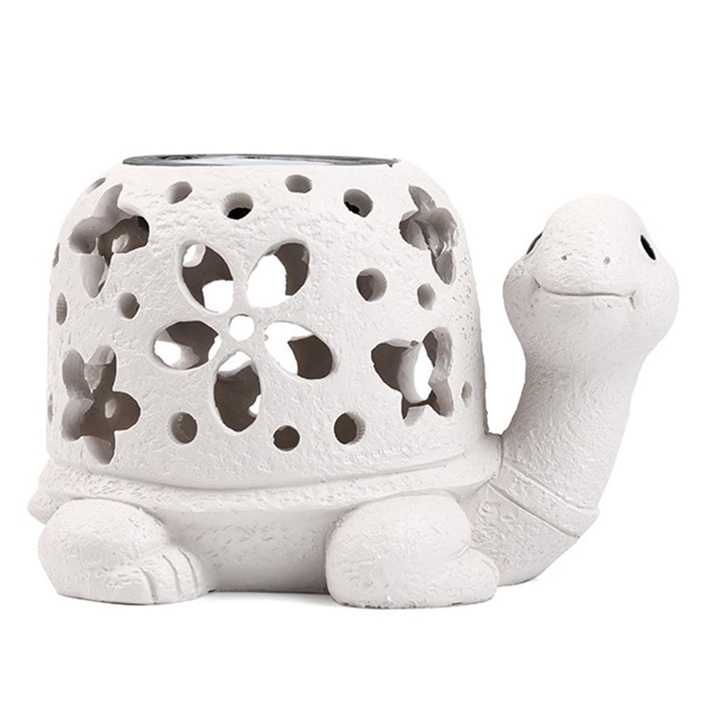 

Solar Turtle Statue Light Decorative Animal Sculpture Auto On/Off LED Garden Light Multi-Function Hollow Out for Outdoor Decor білий
