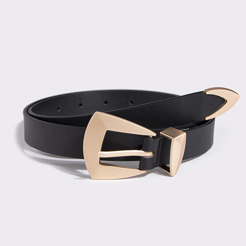 

Новый геометрический набор из трех предметов простой, универсальный, модный, плоский черный женский ремень из ПУ с пряжкой-иголкой 100cm