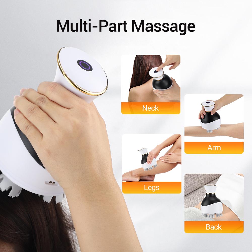 Electric Cordless Hair Scalp Massager with Kneading 3 Massage Modes Handheld Portable Head Scratcher Massager Stress Relax
