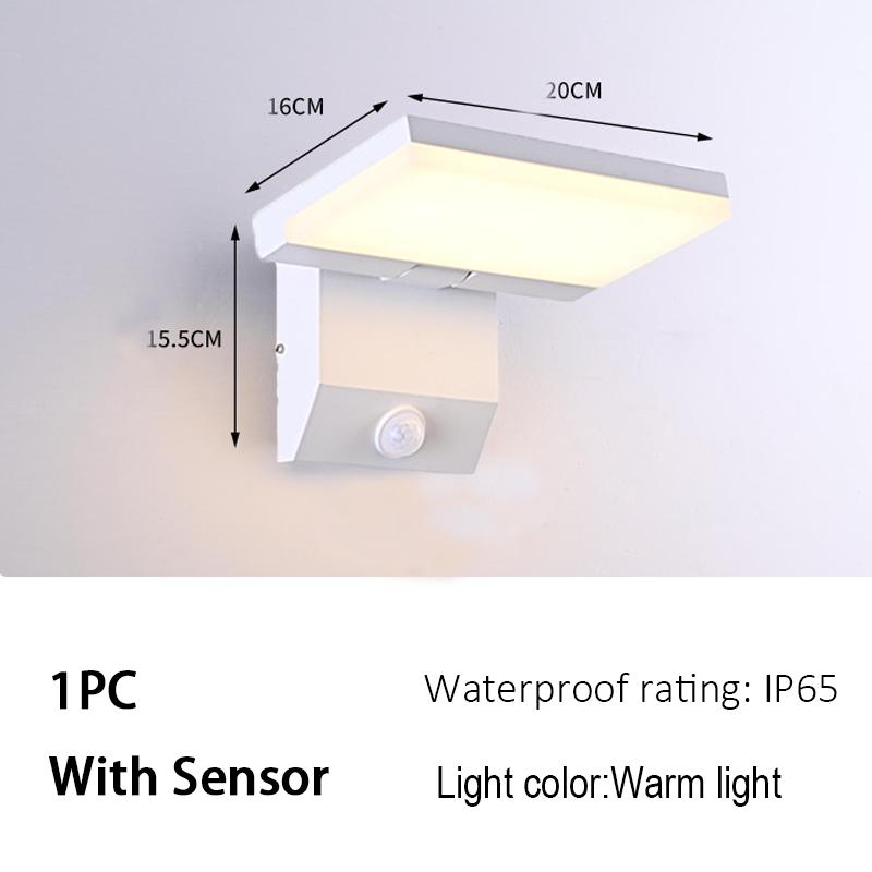 Modern LED Outdoor Wall Lamp Waterproof Motion Sensor Wall Light Foldable for Garden Courtyard Balcony Porch Home Decoration