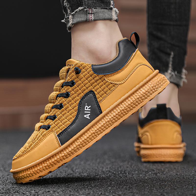 Outdoor Casual Shoes For Men Trendy Low Top Lace Up Korean Style Youth Travel Flat Bottom Men'S Shoes Breathable Sneaker