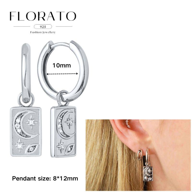 Evil Eye 925 Silver Ear Needle Exquisite Shell Zircon Retro Geometric Pendant Earrings for Women Fashion Party Jewelry