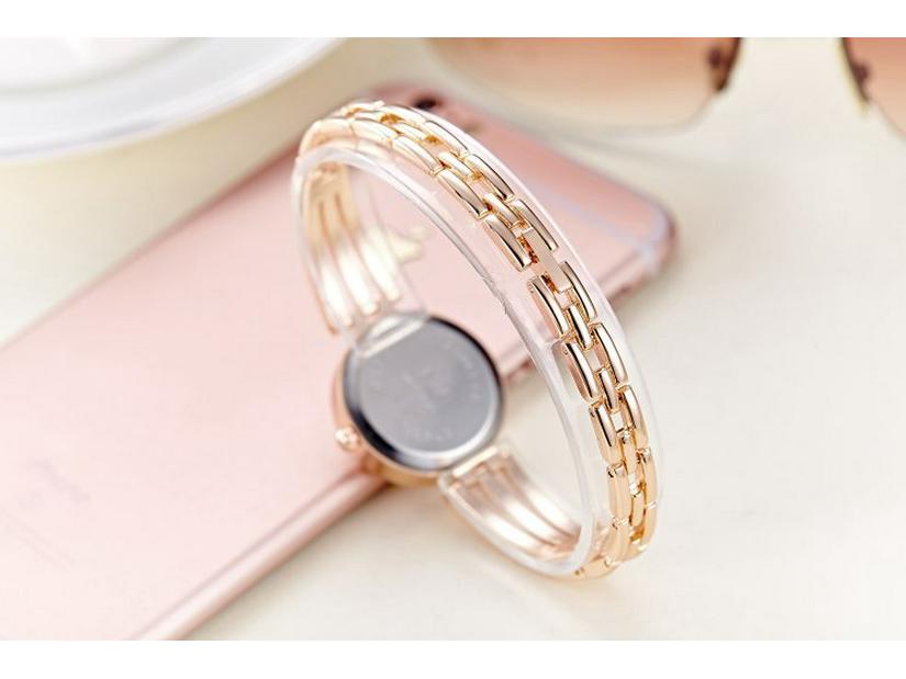 Echte Damen Strass Stahlband Runde Uhr - Koreanischer Stil Studentenmode