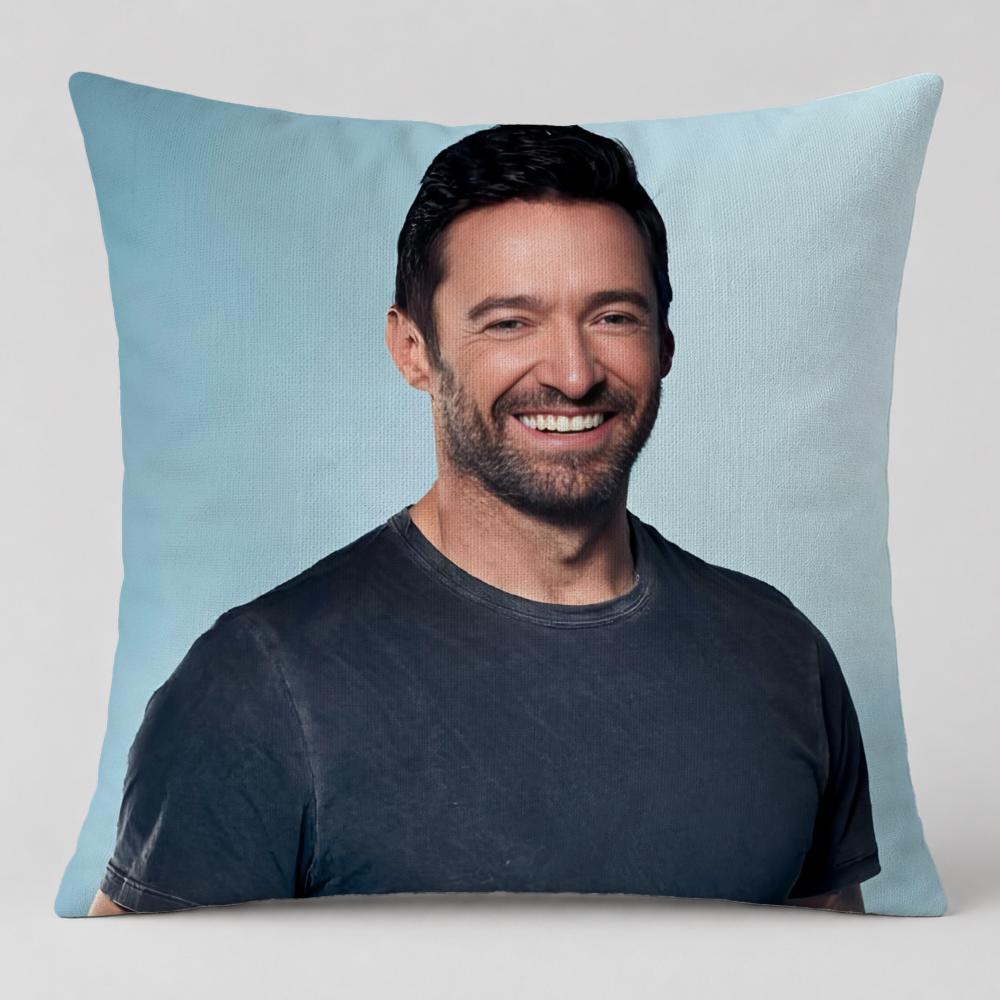 Celebrity Hugh Jackman Cushion Cover Short Plush Cushion Cover Double Sided Print Washable Sofa Pillowcase Home Decor Gift