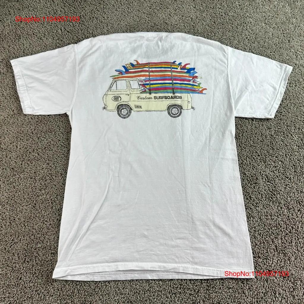 Clark Foam Surfboards T Shirt Mens Medium White Blue Custom Casual vintage Washed graphic Top For Everyday Wear Breathable Soft