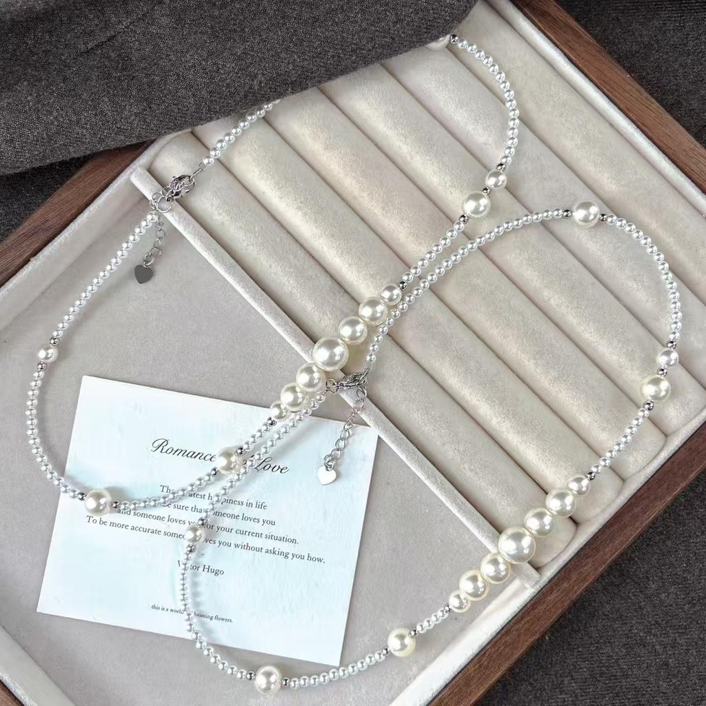 Vintage Strong Light High Quality Artificial Crystal Pearl Necklace Collarbone Chain Pendant