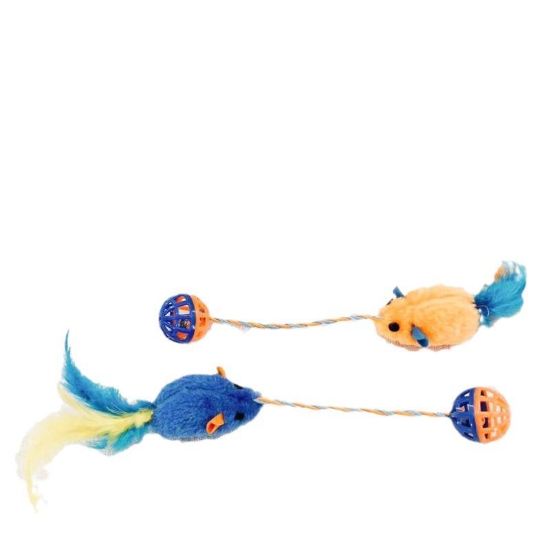 Interactive Feather Mouse Bell Toy For Cats New Cross-border Cat Toy To Keep Your Feline Entertained Plush Material