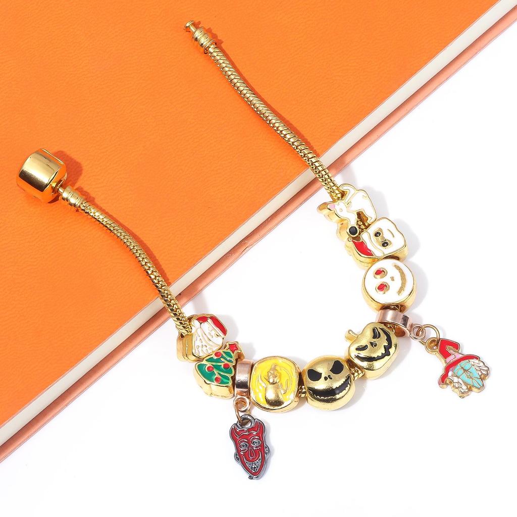 Golden Nightmare Before Christmas Jack & Sally Pumpkin Prince Halloween Bracelet