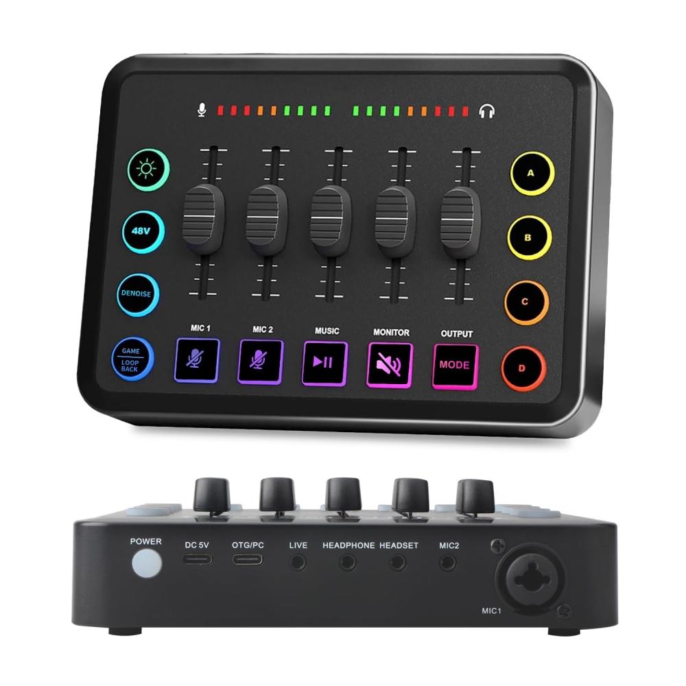 

BONKYO F9 PS5PS4 RGB XLR Android iPhone iPad игровой аудиомикшер аудиоинтерфейс для игр