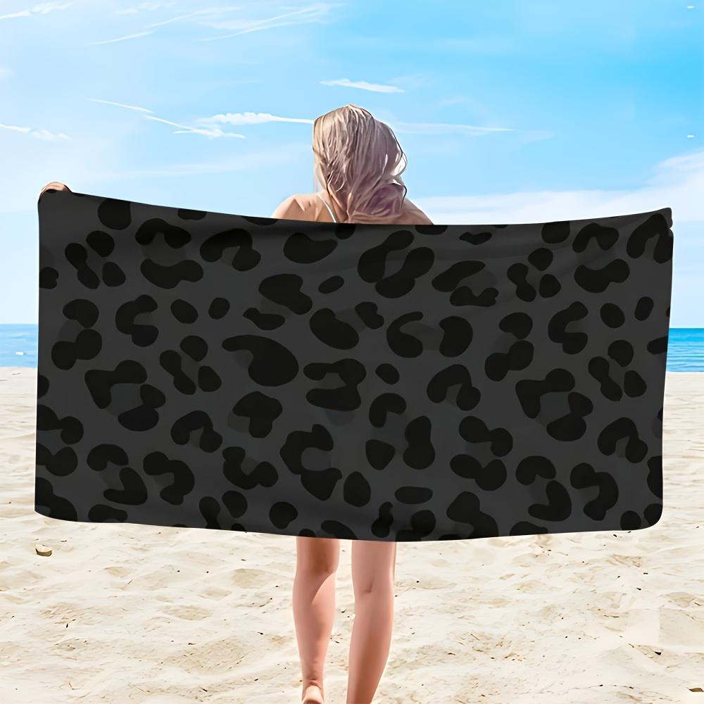 1pc Black White Leopard Beach Towel, Ultra-Soft Fast-Dry, Chic StyleI Deal for Swimming Travel Leisure Beach Pool Summer Outdoor