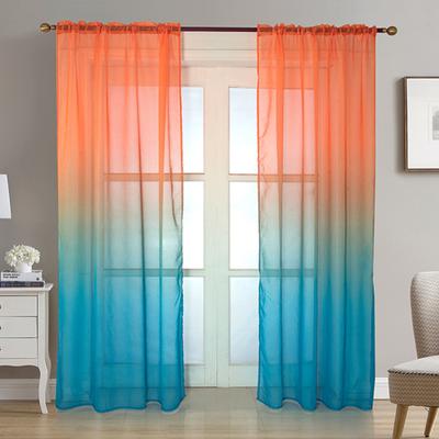 Tüll-Vorhang, lichtecht, atmungsaktiv, Polyester, Farbverlaufsdesign, transparenter Vorhang für Wohnzimmer