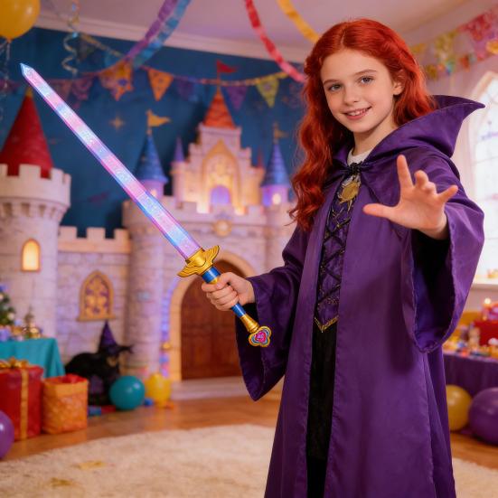 40,5" Einziehbarer Anime Cosplay Bedruckter Ausziehbarer Requisit für Halloween Lila Waffe Waffe 3D Kostüm Bühnenperformance