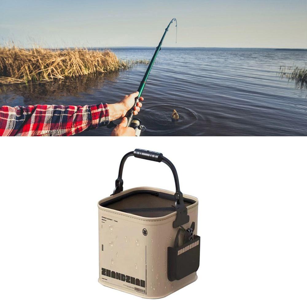 with Mesh Lid Fishing Bucket EVA Fish Containers Portable Fish Bucket  Fishing