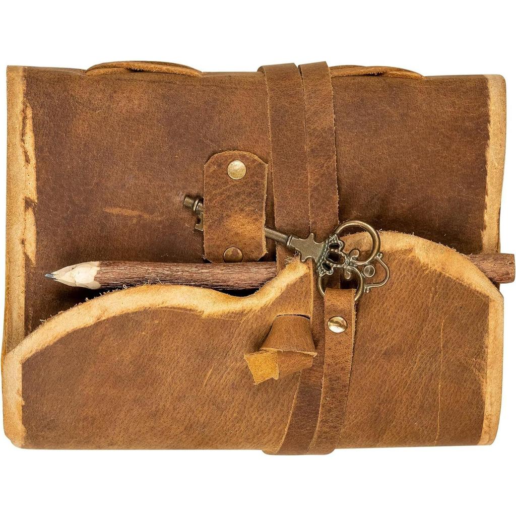 Handmade Leather Vintage Journal Travel Diary Notebookwith Key or Pen Loop-Leather Bound Journal Vintage Paper