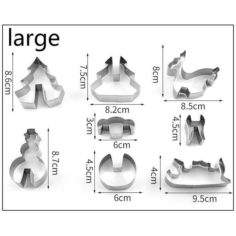 8pcs 3D Stainless Steel Christmas Scene Cookie Cutter Metal Cookie Mold Flip