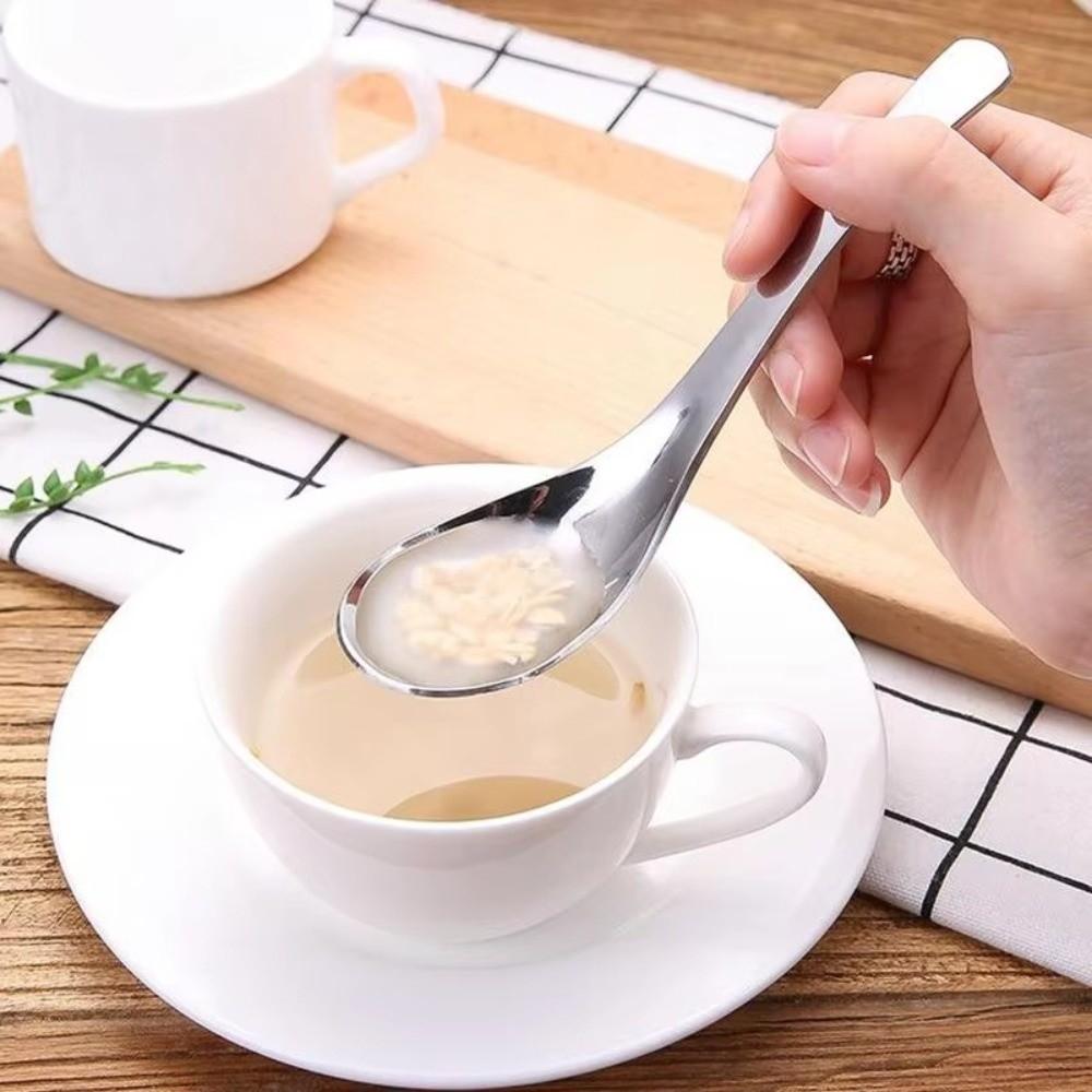 6PCS Large Stainless Steel Spoons Food-grade Dessert Spoons Practical Rice Spoons  Dining Table