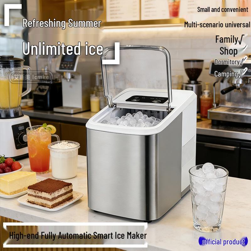 220V Automatic Bullet Ice Maker for Home, Dorm, Camping, Outdoor, Milk Tea, Coffee, or Office