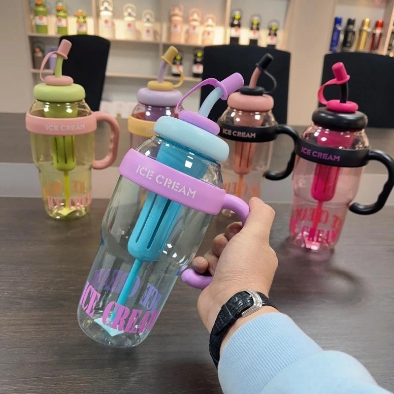 1300ML Large Capacity Sports Water Bottles Cute Portable Straw Cup Water Bottle for Outdoor Sport Travel Fitness Drinking Bottle