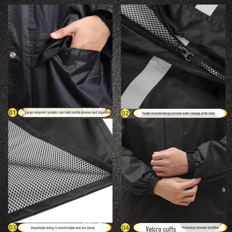 Protective Reflective Motorcycle Rain Suit - Ideal for Construction, Cycling & Riding