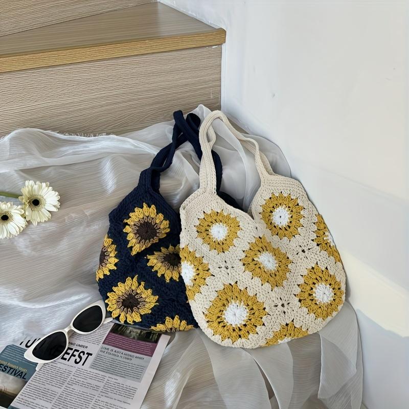 Unique Design Versatile Yarn Bag Fashionable Granny Square Woven Bag, Women Shoulder Bag, Crossbody Bag, Beach Bag, Preferred Bag Style, Storage Bag.
