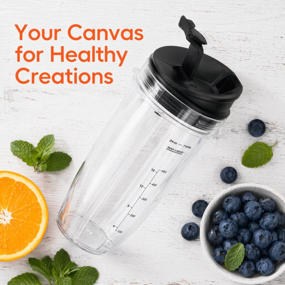 Transparent+Black Blender Cup Leak Proof Blender Tumbler for Ninja BL480BL482 Gym Use