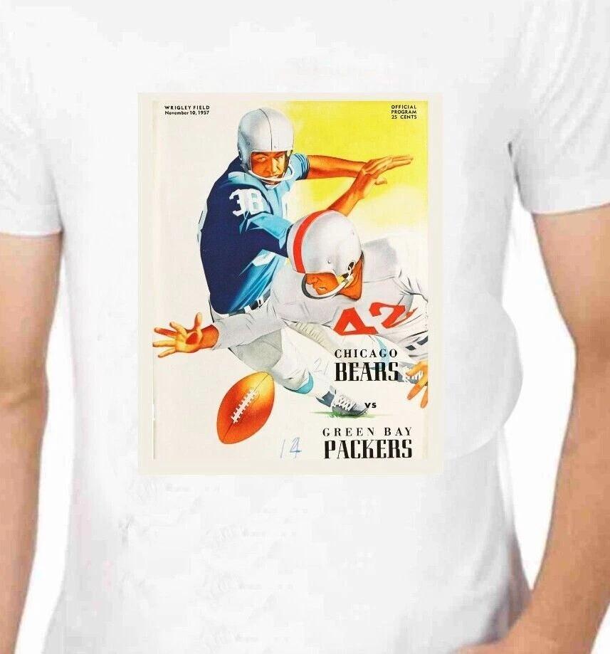 Vintage Chicago Bears Vs Green Packers Scorecard Program art T-Shirt for Men 4XL