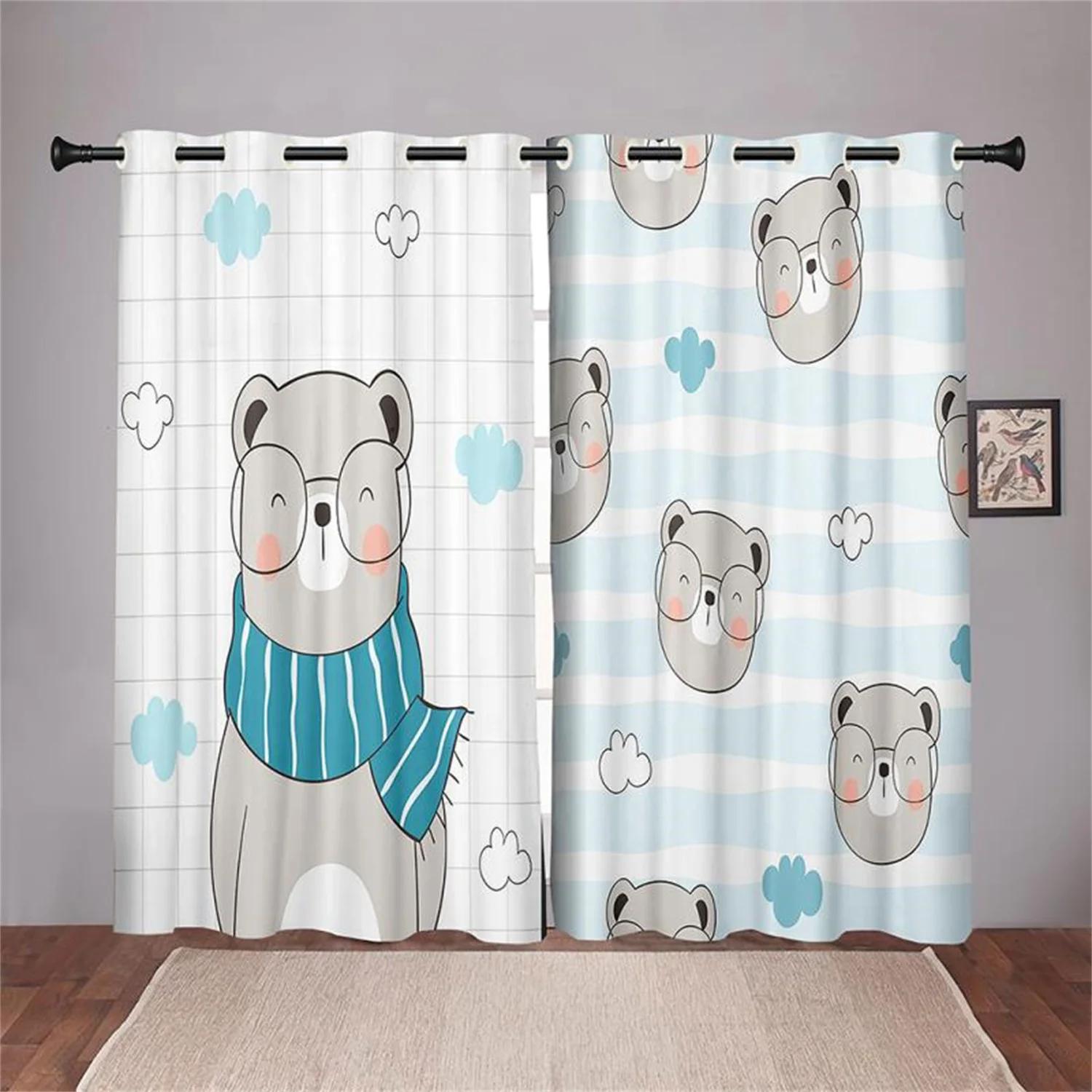

Cute Cartoon Panda Graffiti Series Kids Childern Light Filtering Drapes Window Curtains great for Living Area Bedroom 2 Pieces Decoration 100W160H(CM)40x63in&Grommet Top