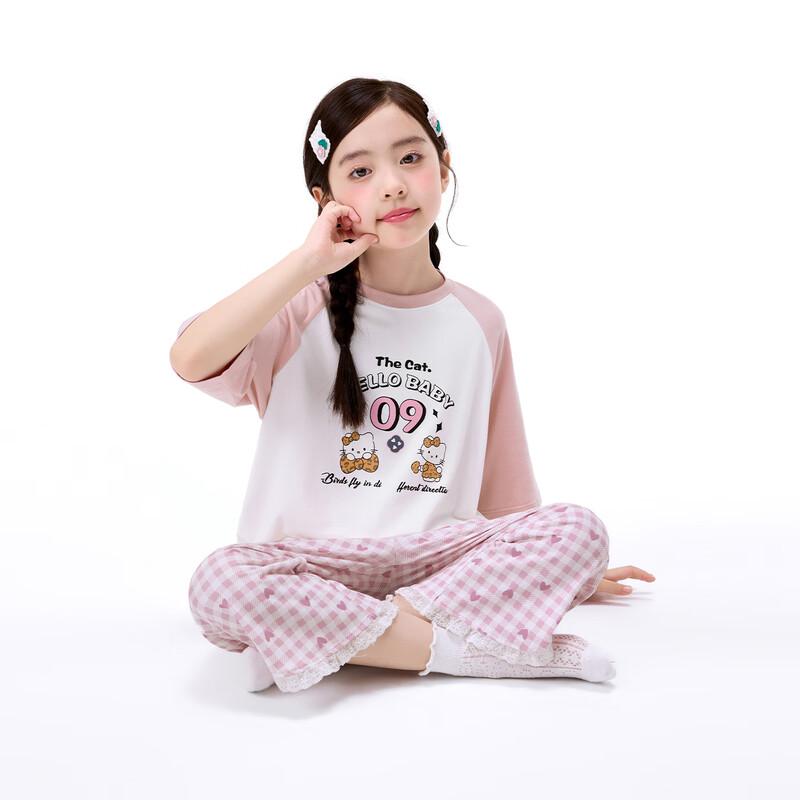 

Детский клетчатый комплект из двух предметов с рукавами реглан с мультяшным принтом 120