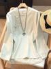 Women's Retro Cotton Linen Frog Button Stand Collar T-Shirt - Summer Long Sleeve, Loose Slimming, Plus Size.
